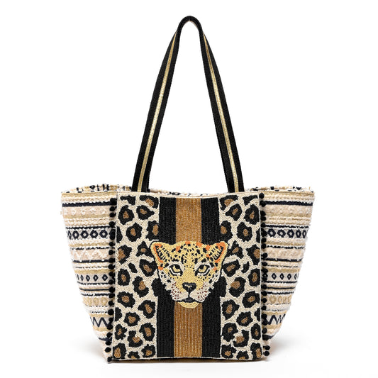 LEOPARD BEADED TOTE