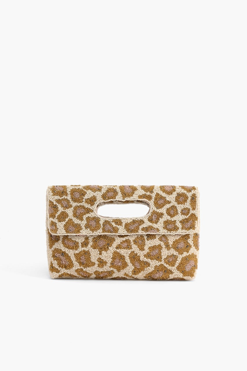 ROSE GOLD LEOPARD CLUTCH WITH CHAIN STRAP