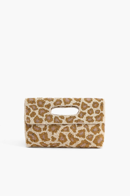 ROSE GOLD LEOPARD CLUTCH WITH CHAIN STRAP