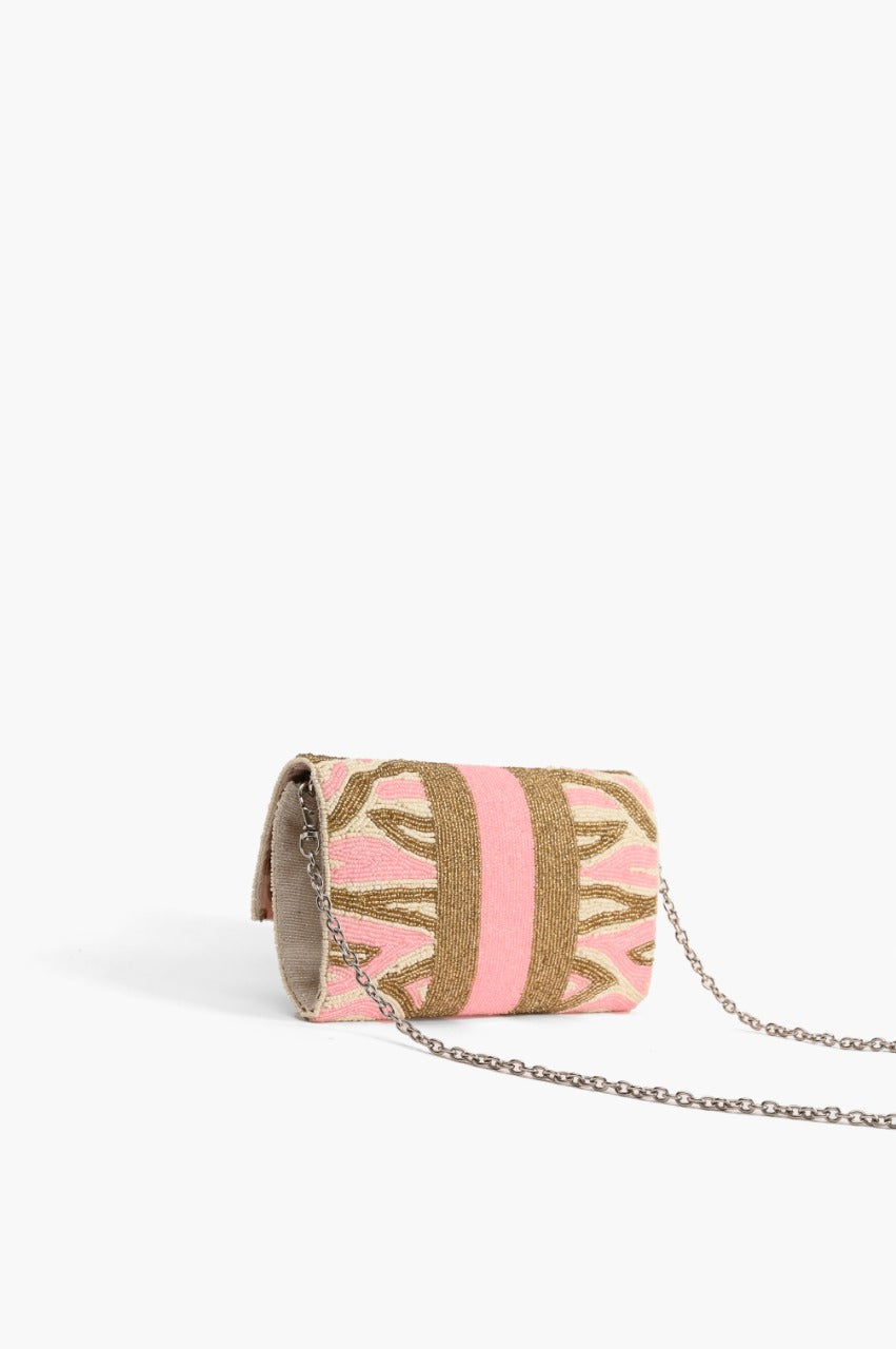 PRETTY BEE PINK EMBELLISHED CLUTCH